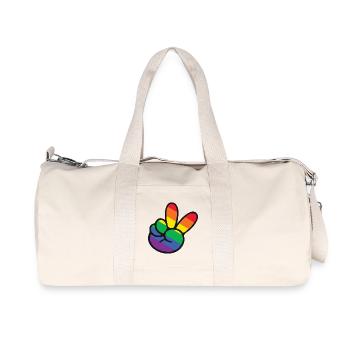 Regenbogen Peace Zeichen Hand - Recycelte Canvas-Sporttasche von Stanley/Stella - Naturweiß - Vorne