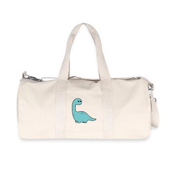 Long Neck Dino Blue Cartoon - Recycled Canvas Sports Bag by Stanley/Stella - natural - Front