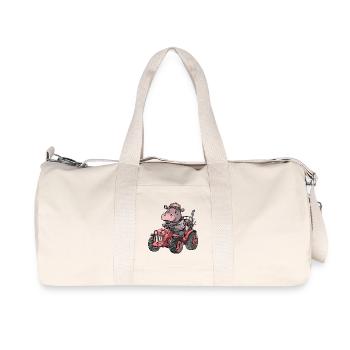 Nilpferd Traktor Farmer - Recycelte Canvas-Sporttasche von Stanley/Stella - Naturweiß - Vorne