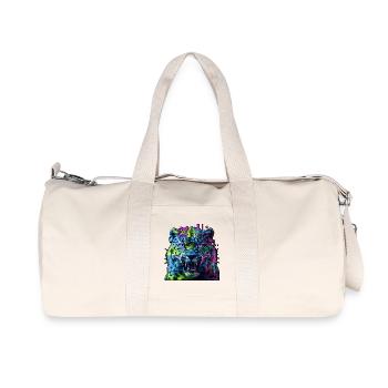 Techno Neon Leopard – Glitchcore Art - Recycled Canvas Sports Bag by Stanley/Stella - natural - Front