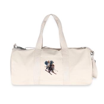 Skiing elephant ventures onto the slopes - Recycled Canvas Sports Bag by Stanley/Stella - natural - Front