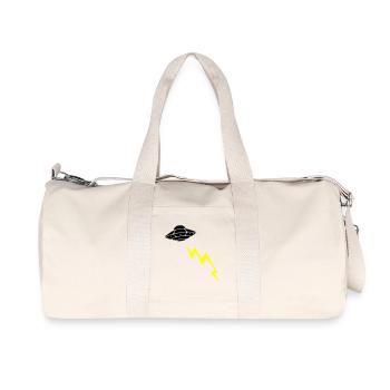 UFO Invasion Lightning Attack Alien Vector - Recycled Canvas Sports Bag by Stanley/Stella - natural - Front
