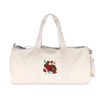 Lapin de Pâques en chocolat avec des œufs de Pâques colorés - Sac de sport en toile recyclée Stanley/Stella - blanc naturel - Devant