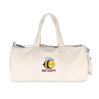 Bee Happy | Cute Kawaii Honey Bee Pun - Recycled Canvas Sports Bag by Stanley/Stella - natural - Front
