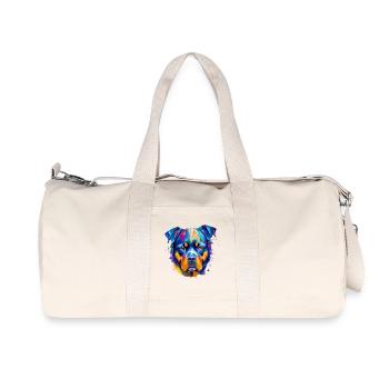 Rottweiler Colourful Dog Art Vibrant Portrait - Recycled Canvas Sports Bag by Stanley/Stella - natural - Front