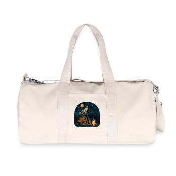 Mountain camping at night with fire - Recycled Canvas Sports Bag by Stanley/Stella - natural - Front