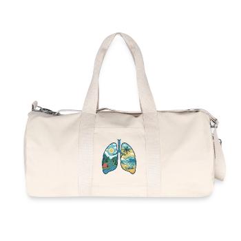  Lunge Natur Berge Wald Fluss Strand Meer Wellen - Recycelte Canvas-Sporttasche von Stanley/Stella - Naturweiß - Vorne