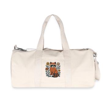 Red Panda in the Flower Circle - Recycled Canvas Sports Bag by Stanley/Stella - natural - Front