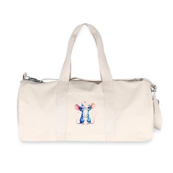 Blue mice in love - Recycled Canvas Sports Bag by Stanley/Stella - natural - Front