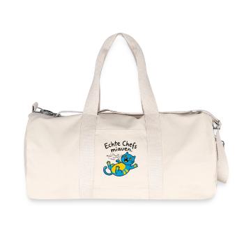 Fröhliche blaue Katze Miauen - Recycelte Canvas-Sporttasche von Stanley/Stella - Naturweiß - Vorne