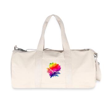 Colorful Floral Silhouette Rainbow Design - Recycled Canvas Sports Bag by Stanley/Stella - natural - Front