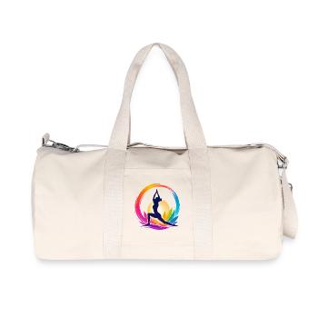 Colorful yoga in the circle of the sun - Recycled Canvas Sports Bag by Stanley/Stella - natural - Front