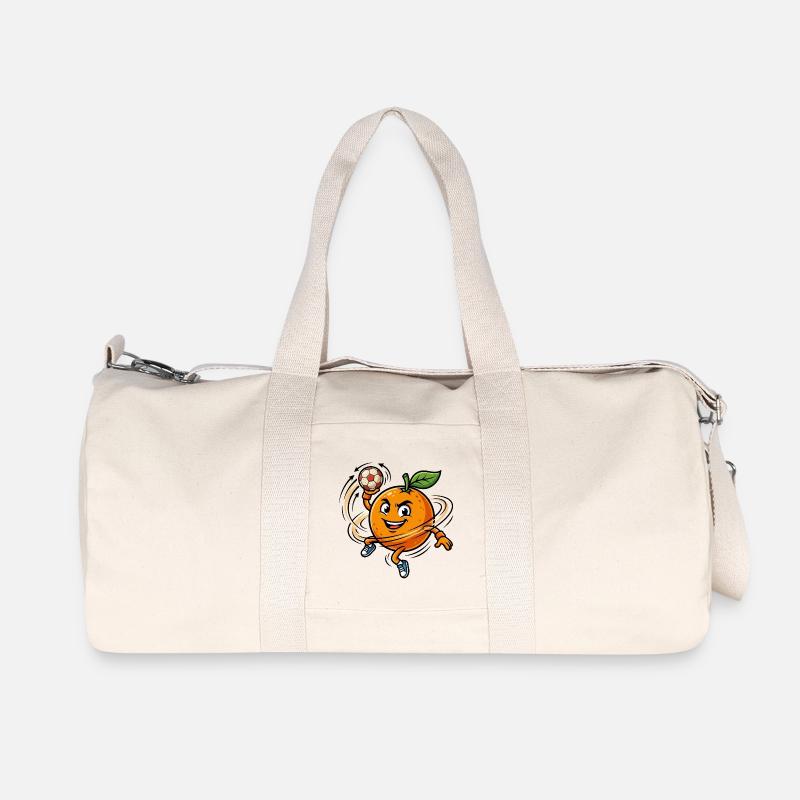Lustige Handball Orange Maskottchen - Recycelte Canvas-Sporttasche von Stanley/Stella - Naturweiß