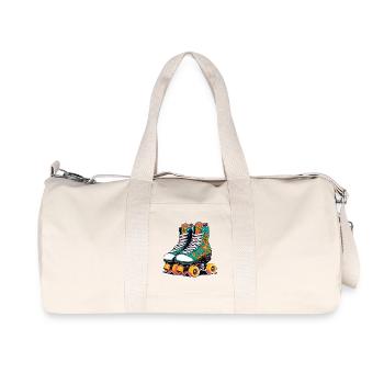 Patins à roulettes Floral Flair sarcelle - Sac de sport en toile recyclée Stanley/Stella - blanc naturel - Devant