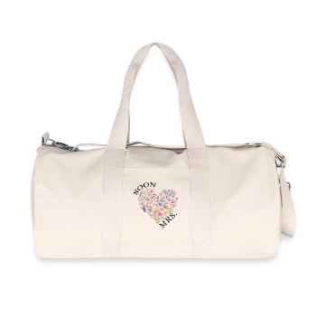 Blumen Herz - Soon Mrs. - Personalisierbar - Recycelte Canvas-Sporttasche von Stanley/Stella - Naturweiß - Vorne