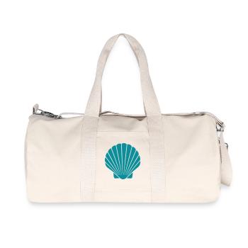Turquoise Seashell Graphic Beach Motif - Recycled Canvas Sports Bag by Stanley/Stella - natural - Front