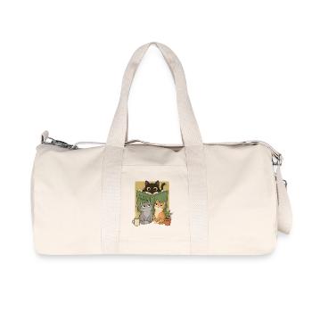 Retro Neugierige Lesekatze Graphic Book Lover Cat - Recycelte Canvas-Sporttasche von Stanley/Stella - Naturweiß - Vorne