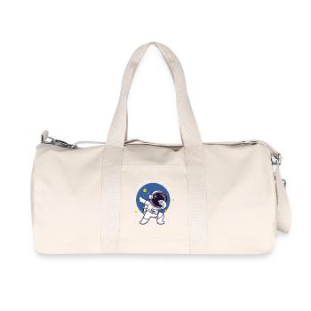 Orbiting In Style Astronaut Dabbing Geschenk - Recycelte Canvas-Sporttasche von Stanley/Stella - Naturweiß - Vorne