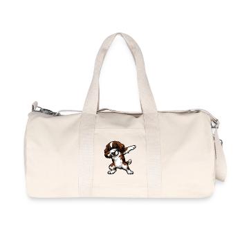 Dabbing English Springer Spaniel - Recycled Canvas Sports Bag by Stanley/Stella - natural - Front