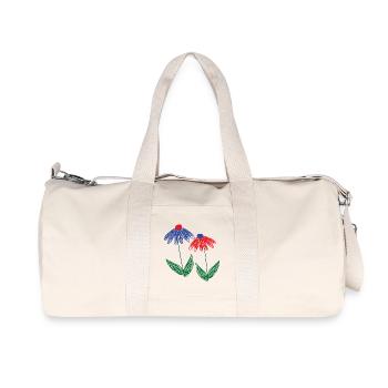 Flowers Blue Red - Recycled Canvas Sports Bag by Stanley/Stella - natural - Front