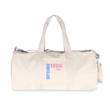 September 1986 Birthday - Recycled Canvas Sports Bag by Stanley/Stella - natural - Front