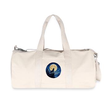 Moonlit Wolf on Cliff - Recycled Canvas Sports Bag by Stanley/Stella - natural - Front