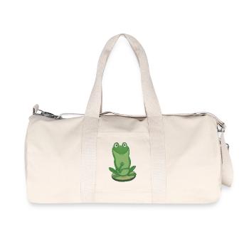 Frosch auf Gurke - Recycelte Canvas-Sporttasche von Stanley/Stella - Naturweiß - Vorne