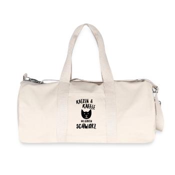 Katzen und Kaffee schwarz - Recycelte Canvas-Sporttasche von Stanley/Stella - Naturweiß - Vorne