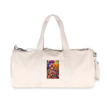 Flowers and butterfly - Recycled Canvas Sports Bag by Stanley/Stella - natural - Front