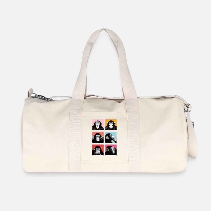 Pop-Art Affe Farbexplosion - Recycelte Canvas-Sporttasche von Stanley/Stella - Naturweiß