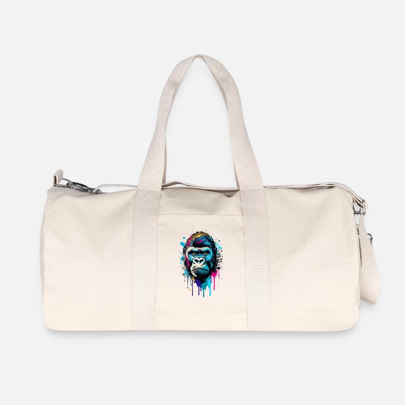 Gorilla Farbenfroh - Bunter Gorilla Affe Gorillas - Recycelte Canvas-Sporttasche von Stanley/Stella - Naturweiß