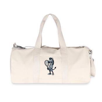 Zebra Tennisprofi - Auf dem Court in Streifen. - Recycelte Canvas-Sporttasche von Stanley/Stella - Naturweiß - Vorne