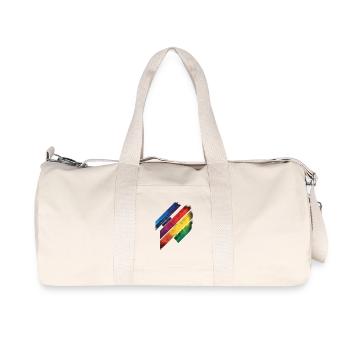 Abstraktes Regenbogen Pride Tornado Design - Lebendig - Recycelte Canvas-Sporttasche von Stanley/Stella - Naturweiß - Vorne