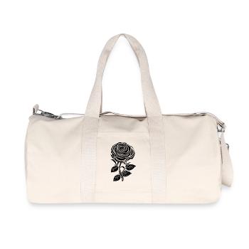 Romantische Rose in schwarz - Recycelte Canvas-Sporttasche von Stanley/Stella - Naturweiß - Vorne