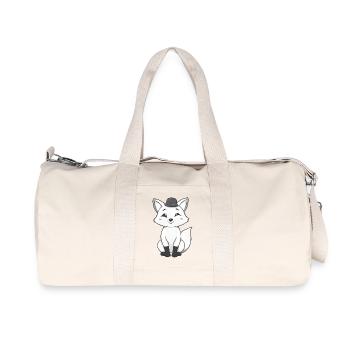Fox with hat in black and white - Recycled Canvas Sports Bag by Stanley/Stella - natural - Front