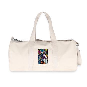 Bouledogue aux couleurs vives avec un cigare - Sac de sport en toile recyclée Stanley/Stella - blanc naturel - Devant