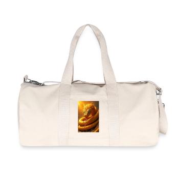 Mehen, golden serpent god coiled around Ra’s solar - Recycled Canvas Sports Bag by Stanley/Stella - natural - Front