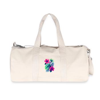 Tropical Floral Splendour – Exotic Hibiscus & Mons - Recycled Canvas Sports Bag by Stanley/Stella - natural - Front