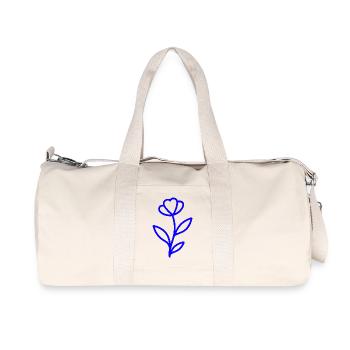 Line Art Flower – Minimalist Floral Motif in e - Recycled Canvas Sports Bag by Stanley/Stella - natural - Front