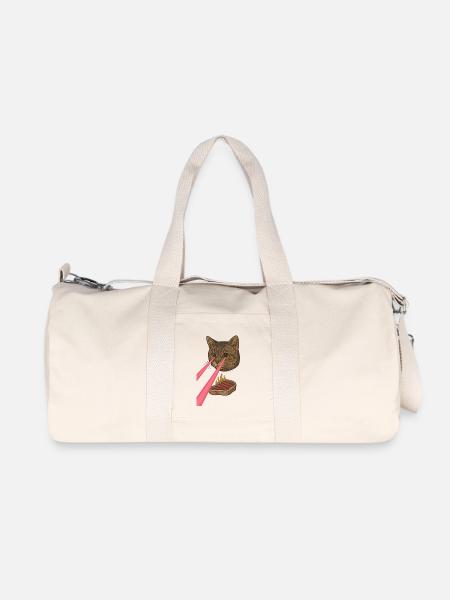 Laser Katze - Recycelte Canvas-Sporttasche von Stanley/Stella - Naturweiß
