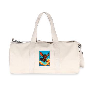 Lebendige fliegende Dackelillustration - Recycelte Canvas-Sporttasche von Stanley/Stella - Naturweiß - Vorne