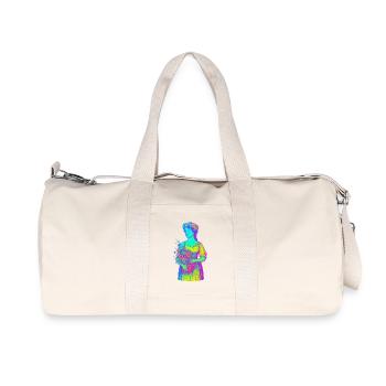 Blooming Nature Girl Neon Retro Illustration - Recycled Canvas Sports Bag by Stanley/Stella - natural - Front