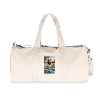 Humanoid Beekeeper Bear with Honeycomb and Bees - Recycled Canvas Sports Bag by Stanley/Stella - natural - Front