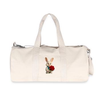 Chef Bunny with Bouquet of Red Roses - Recycled Canvas Sports Bag by Stanley/Stella - natural - Front