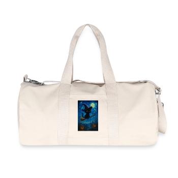 Black cat with witch's broom - Recycled Canvas Sports Bag by Stanley/Stella - natural - Front