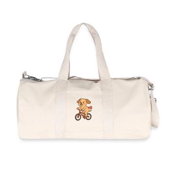 Chien joueur à vélo - Sac de sport en toile recyclée Stanley/Stella - blanc naturel - Devant