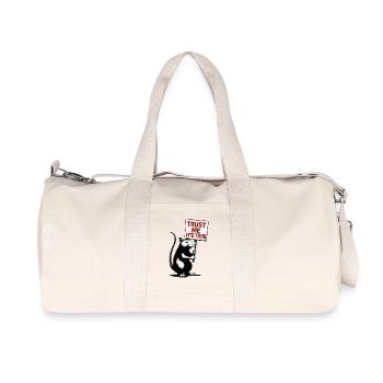 Ratte mit Schild Trust Me It’s True - Recycelte Canvas-Sporttasche von Stanley/Stella - Naturweiß - Vorne