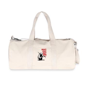 Rat with red text Love instead of war - Recycled Canvas Sports Bag by Stanley/Stella - natural - Front