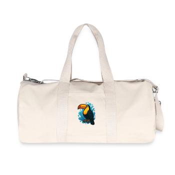 Bunter Tukan in blauen Wellen - Recycelte Canvas-Sporttasche von Stanley/Stella - Naturweiß - Vorne