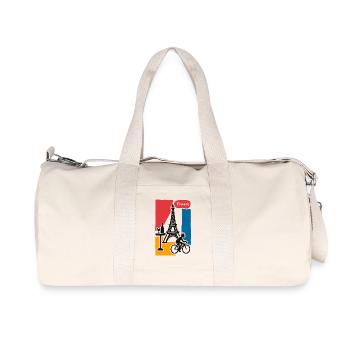 France Graphic: Eiffel Tower and Bicycle - Recycled Canvas Sports Bag by Stanley/Stella - natural - Front